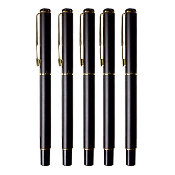 5 Pieces 0.5mm Ink Pens Fountain Pens Metal Pens Smooth Writing Pens Black Pens for Journaling Taking Note