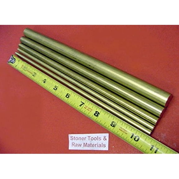 5 Pieces 1/4" , 5/16" ,3/8" , 1/2" & 5/8" 360 BRASS ROUND ROD 10.5" long Solid