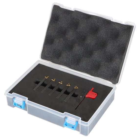 5 Pieces 1/4'' Carbide Indexable Turning Tool Set With Box For Lathe New