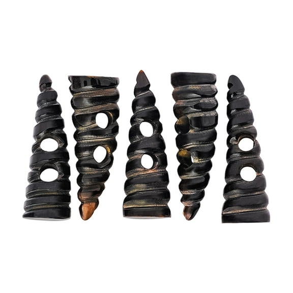 5 Pieces, 2" Long Natural Horn Toggles for Coats and Jackets Horn Buttons for Craft, Medieval, Viking, Medieval Fantasy Accessories (2" Black Twisted)