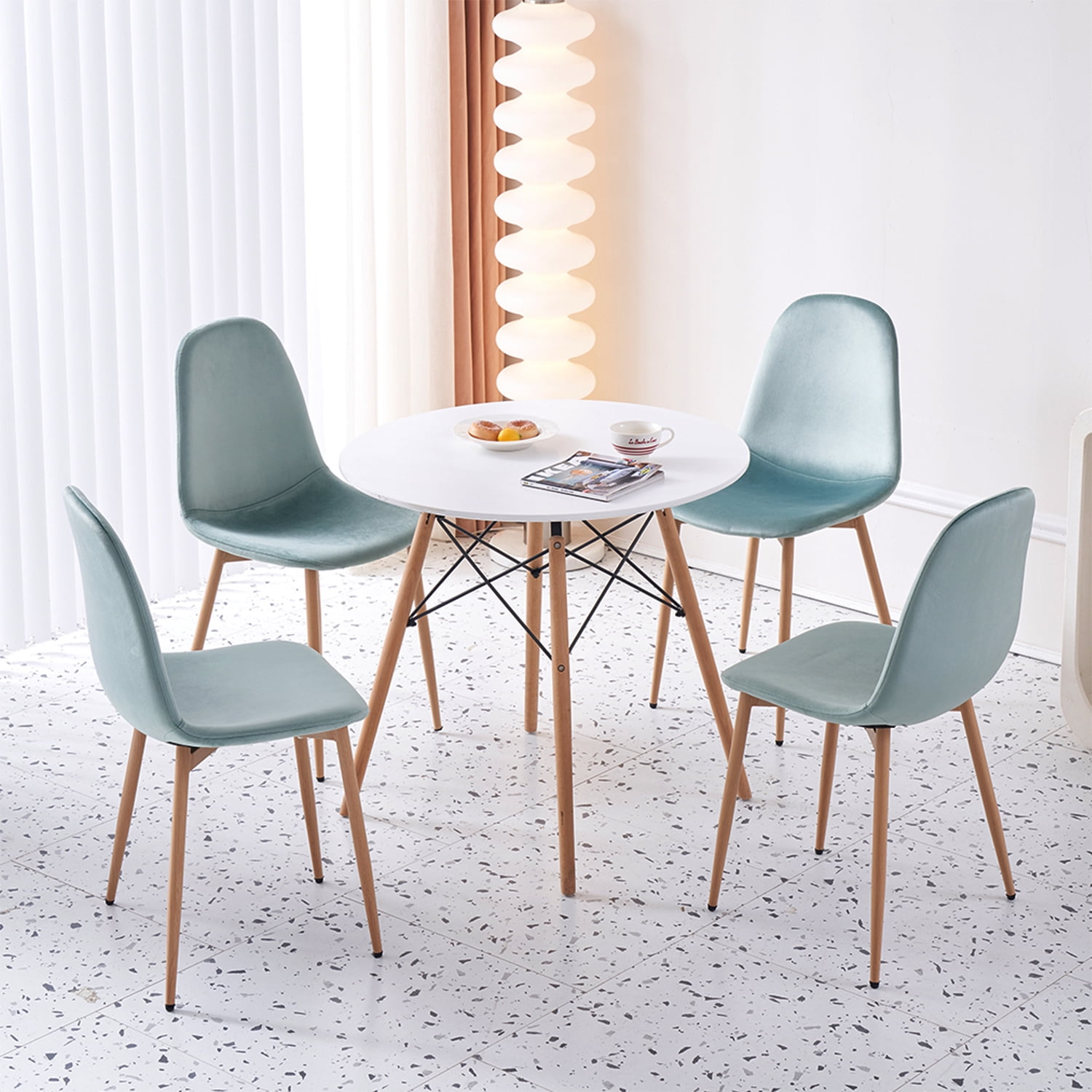 5 Pieces 31" Modern Dining Table Set for 4 Person,Round White Table