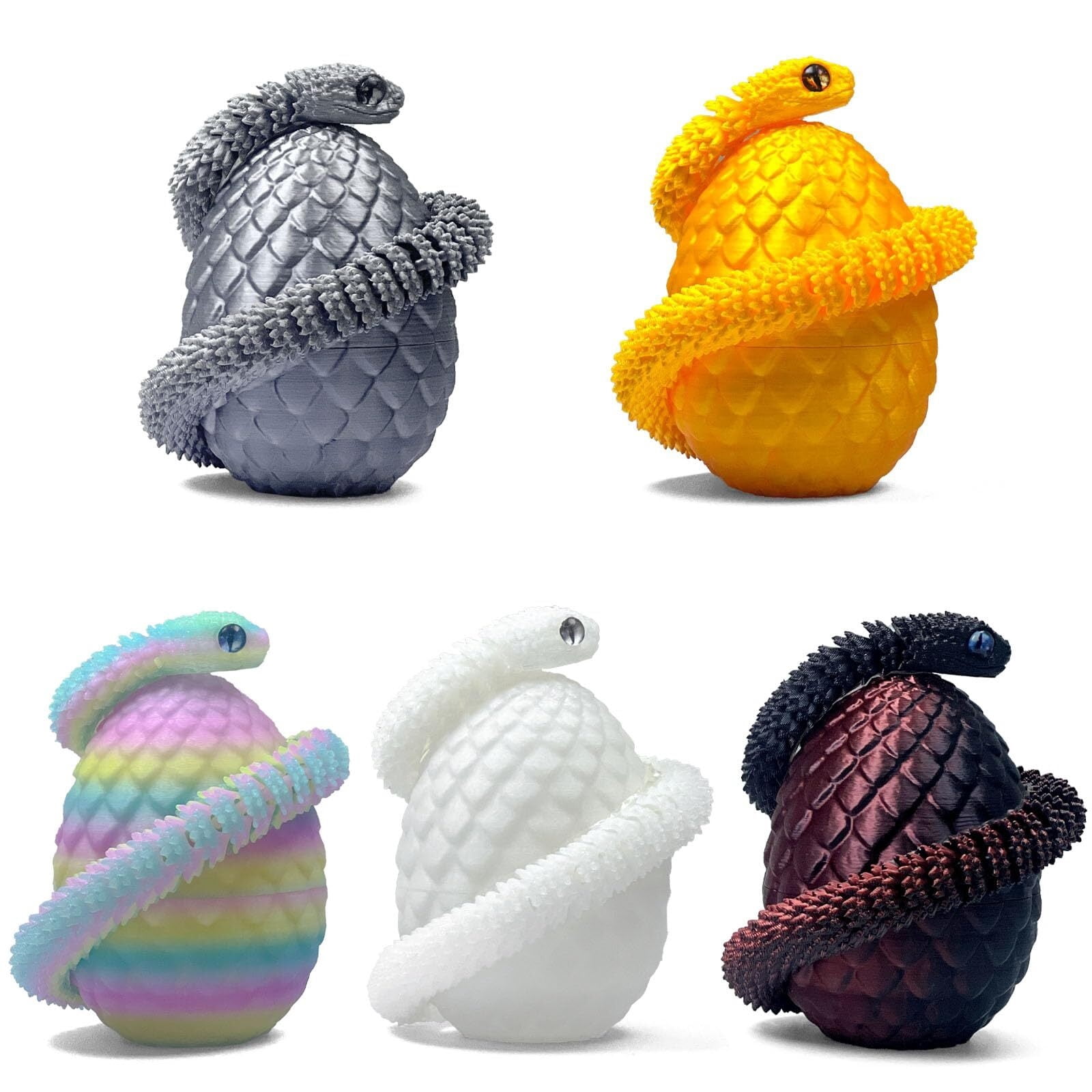 5 Pieces 3D Printed Snake Egg Set Movable Snake Easter Egg Easter Gift Mystery Snake Egg Fidget