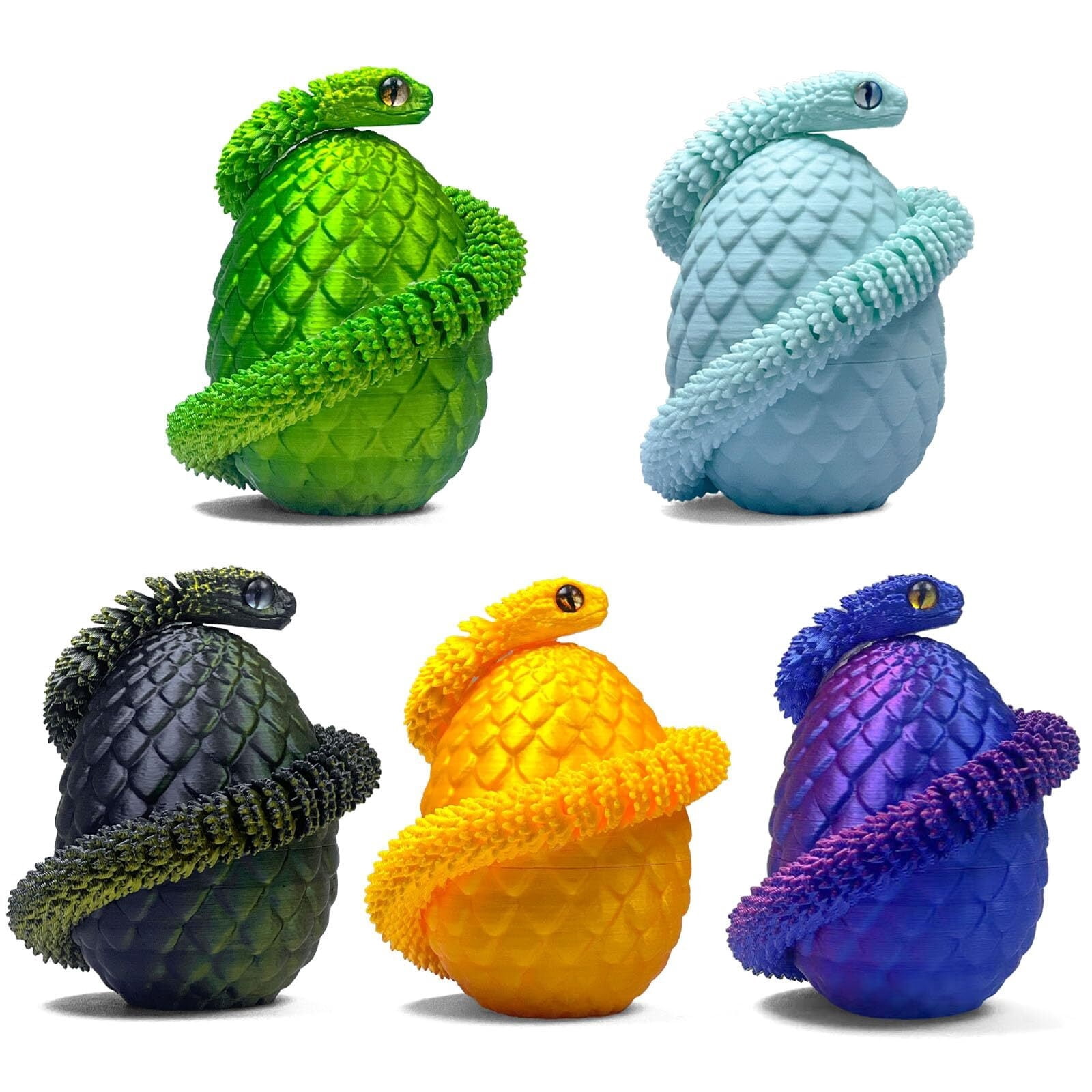 5 Pieces 3D Printed Snake Egg Set Movable Snake Easter Egg Easter Gift Mystery Snake Egg Fidget
