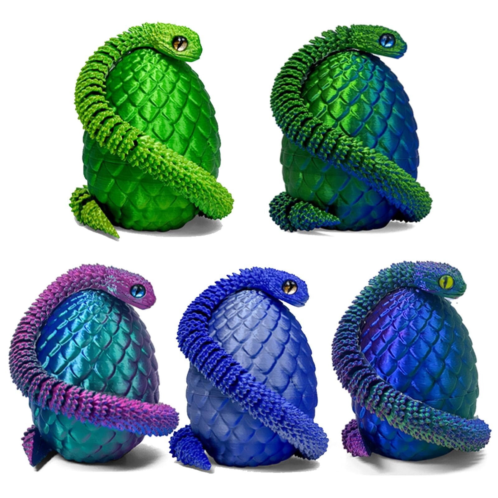 5 Pieces 3D Printed Snake Egg Set Movable Snake Easter Egg Easter Gift Mystery Snake Egg Fidget