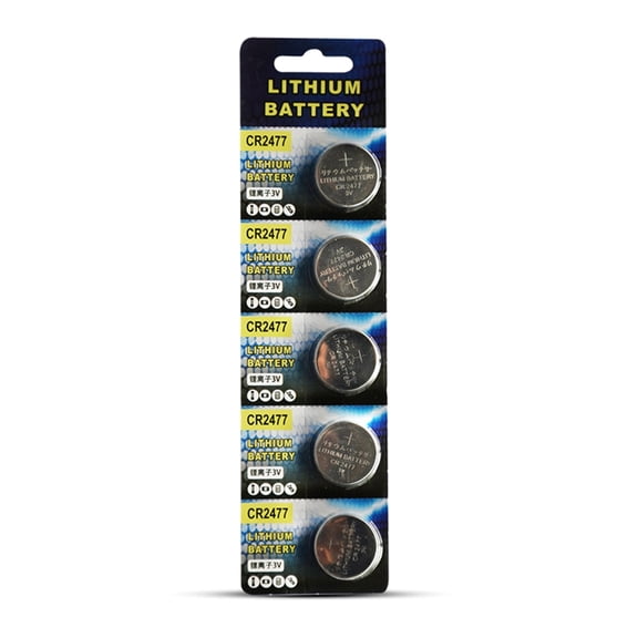 5-Pieces 3V Button Cell Batteries CR2477 Lithium Button Coin Cell Battery for Car Remotes Watches Digital Devices