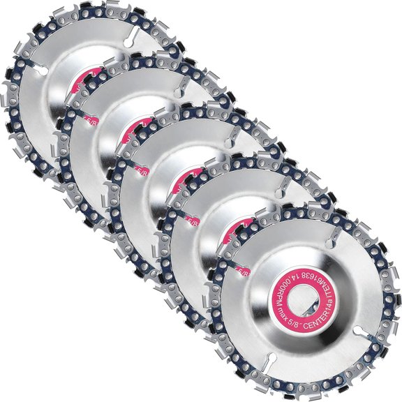 5 Pieces 5/8 Inch Chain Disc Saw Blades for Angle Grinders - 22 Teeth Wood Carving Discs and Grinding Attachment Wheels