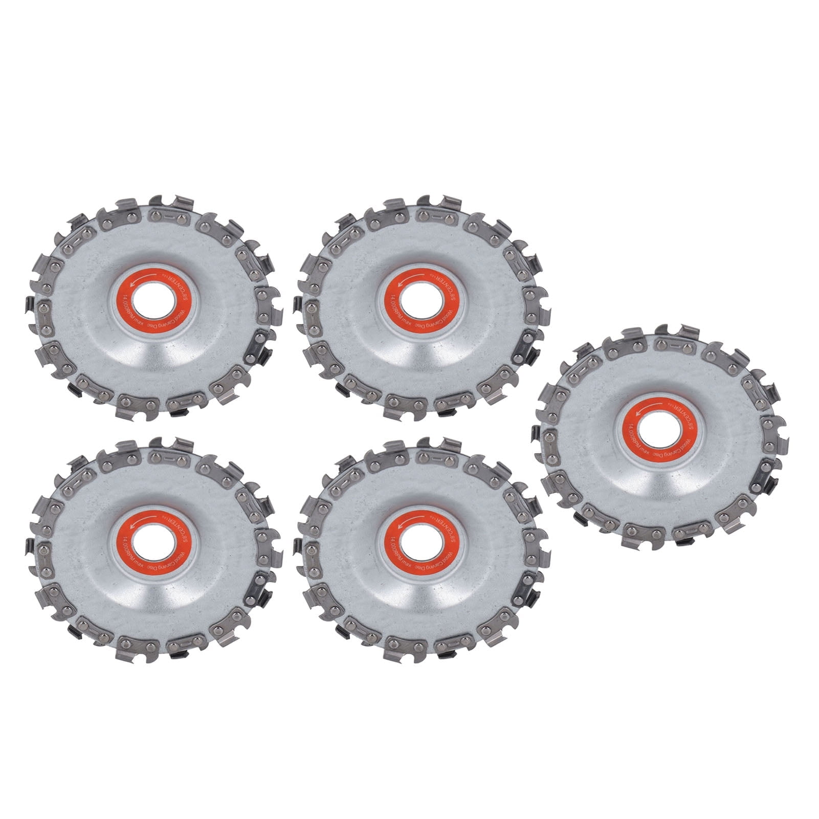5 Pieces 5/8 Inch Wood Carving Chain Disc 4 Inch Saw Blade Grinder Wood Carving Disc For 4 Inch/ 4-1/2 Inch Angle Grinder Grinding Shaping Attachment Circular Chainsaw Wheel