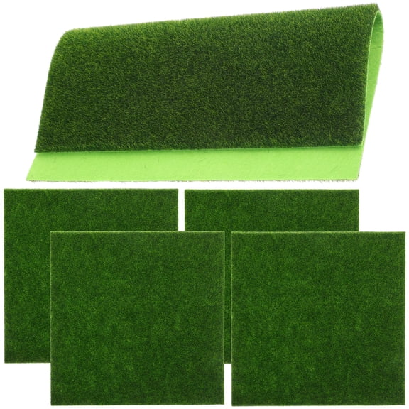 OUNONA Green Artificial Grass 5 Pieces for Landscape Decoration, Model Train Layouts, Dollhouse Scenery, Realistic and Easy to Use