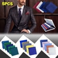 thumbnail image 1 of 5 Pieces Assorted Mens Pocket Square Silk Handkerchief Set Colorful Large Accessories Gift Party, 1 of 6