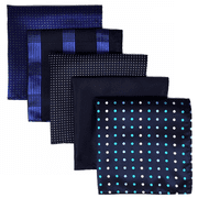 5 Pieces Assorted Mens Silk Pocket Square Handkerchiefs Set 04