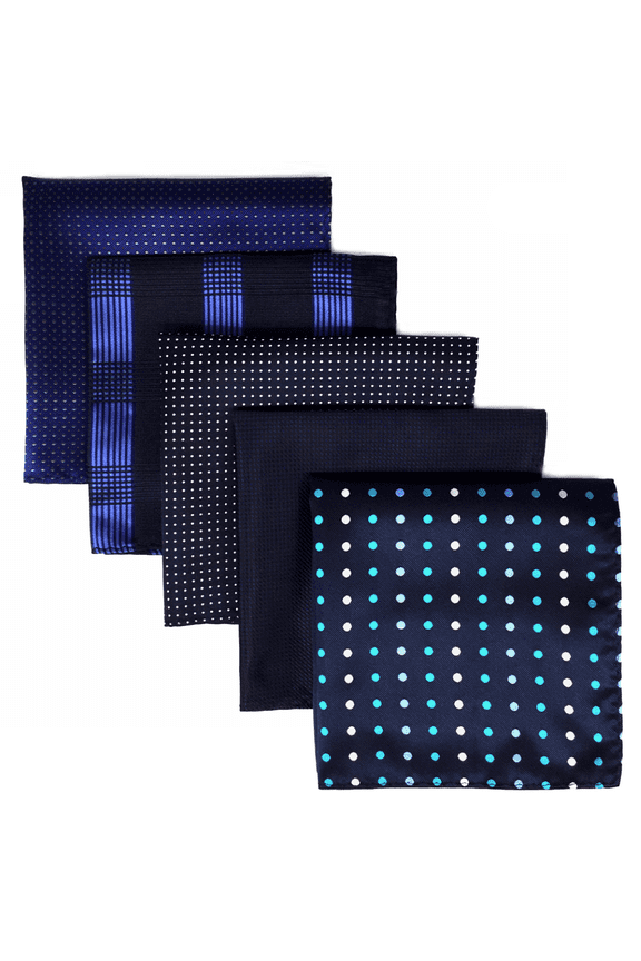 5 Pieces Assorted Mens Silk Pocket Square Handkerchiefs Set 04