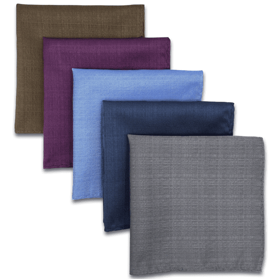 5 Pieces Assorted Mens Silk Pocket Square Handkerchiefs Set 15