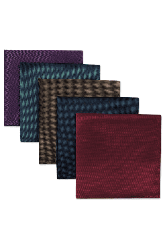 5 Pieces Assorted Mens Silk Pocket Square Handkerchiefs Set 38