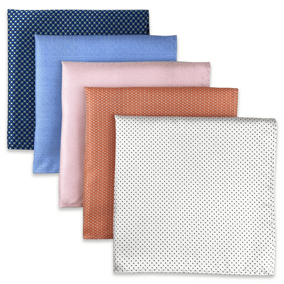 5 Pieces Assorted Mens Silk Pocket Square Handkerchiefs Set 66