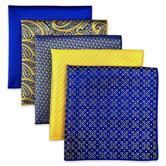 5 Pieces Assorted Mens Silk Pocket Square Handkerchiefs Set 73