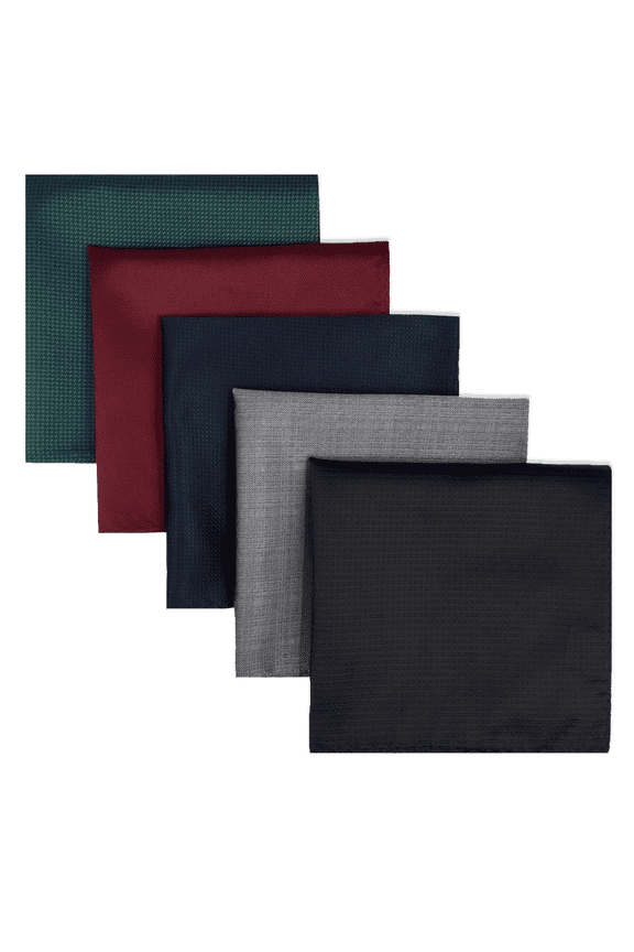 5 Pieces Assorted Mens Silk Pocket Square Handkerchiefs Set Lot 09