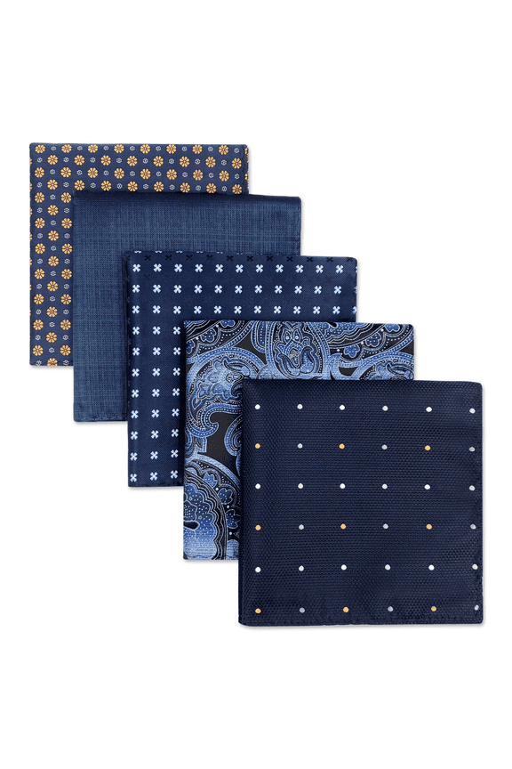 5 Pieces Assorted Mens Silk Pocket Square Handkerchiefs Set Lot 43