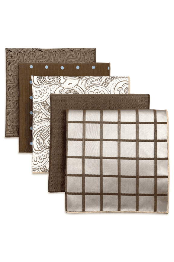 5 Pieces Assorted Mens Silk Pocket Square Handkerchiefs Set Lot 93