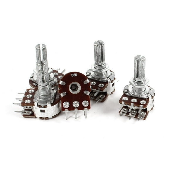 5 Pieces B5K 5K Ohm 6 Terminal Double Linear Rotary Taper Potentiometers AC 220V
