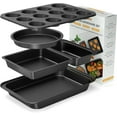 thumbnail image 1 of 5 Pieces Baking Pans Set, Nonstick Baking Sheet Tray Oven Pans Bakeware Set, Baking Supplies with Round/Square Cake Pan, Muffin Pan, Loaf Pan, Roast Pan, Stackable Baking Sets for Cooking, 1 of 4