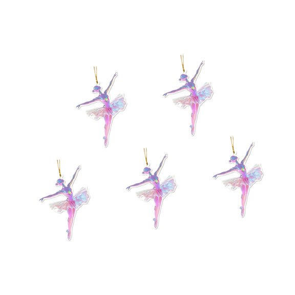 5 Pieces Ballet Girl Keychain Art Decoration 2D Acrylic Car Key Pendants with Rope Elegant Festival Ornament