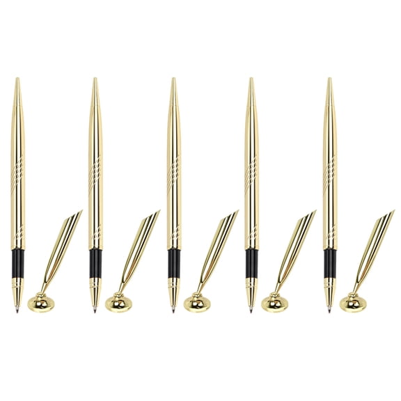 5 Pieces Ballpoint Pen Reception Pen Signatures Pen Counter Service Pen with Base Smooth Writing Pen for Hotel Weddings