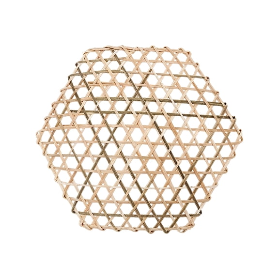 5 Pieces Bamboo Food Liner, Hexagon Hand Weaving Non Stick Steamer Liners Mesh Mat for Dumplings & Baking,Tableware insulation pads