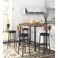 thumbnail image 1 of 5 Pieces Bar Table Set, Industrial Dining Room Table Set for 4, Counter Height Kitchen Table Set with 4 Chairs, Small Table Set for Pub Bistro Restaurant, Brown, JA1880, 1 of 9