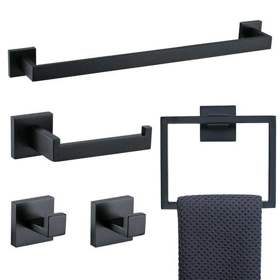 5 Pieces Bathroom Hardware Accessories Set Towel Bar Set Wall Mounted