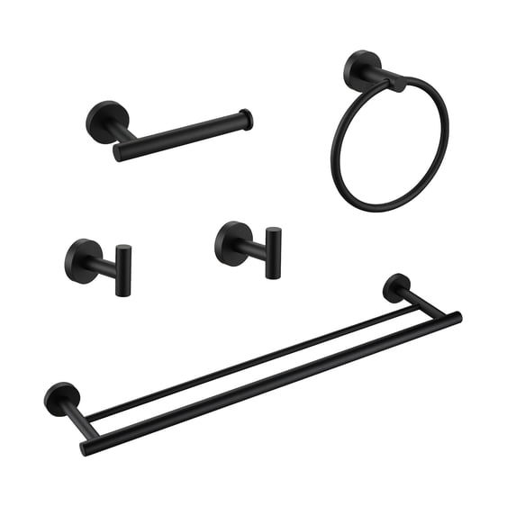 5 Pieces Bathroom Hardware Set Stainless Steel Wall Mount Bathroom Accessory Towel Bar Set
