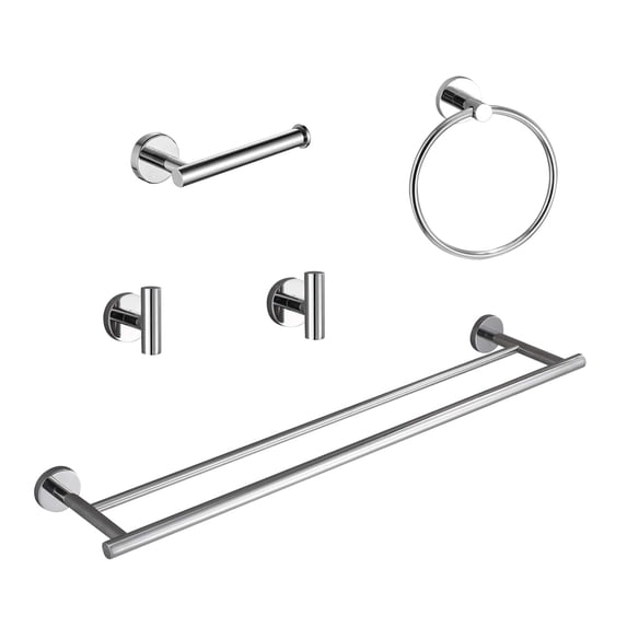 5 Pieces Bathroom Hardware Set Stainless Steel Wall Mount Bathroom Accessory Towel Bar Set