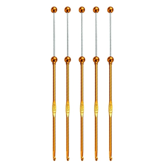 5 Pieces Beads Crochet Hook Set Handmade Metal Knitting Needle Ergonomical Crochet Needle Crochet Accessories