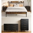 thumbnail image 1 of 5 Pieces Bedroom Furniture Set, Includes Queen Size Bed Frame with Headboard, Nightstand Sets of 2,5-Drawers Dressers and 6-Drawers Dressers with Golden Mental Handle,Black, 1 of 13