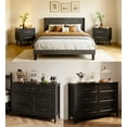 thumbnail image 1 of 5 Pieces Bedroom Furniture Set, Includes Queen Size Bed Frame with Headboard, 2 Wooden Cutout Handle Dressers,Nightstand Set of 2 for Bedroom, Black, 1 of 22