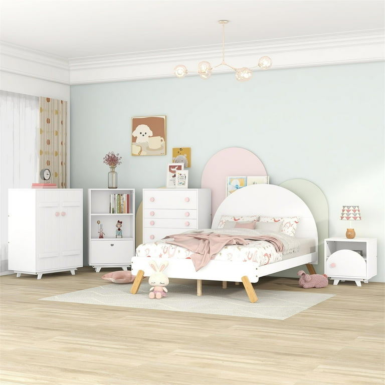 5-Pieces Bedroom Sets with Full Bed for Kids Teens, Full Size