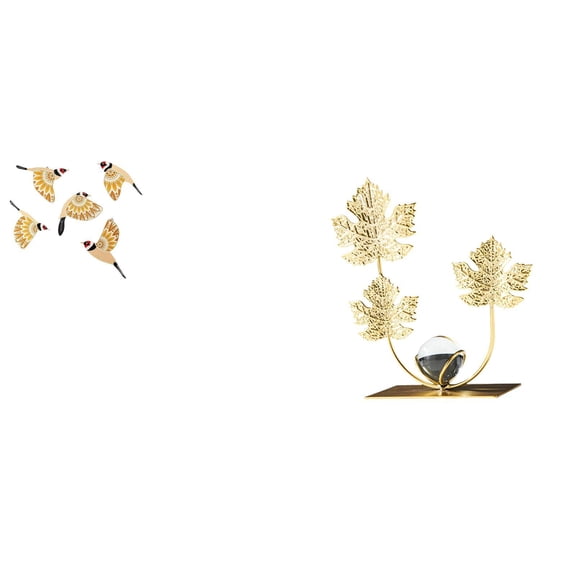 5 Pieces Bird Wall Decor Leaf Sculpture Wooden Figurine Statue for Home Office Versatile Decorative Use