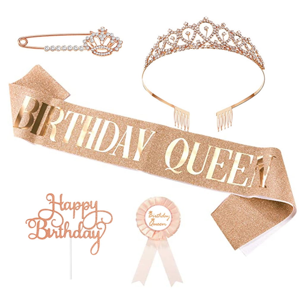 5 Pieces Birthday Accessories, Include Birthday Queen Sash