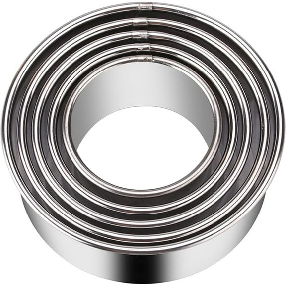 5 Pieces Biscuit Cookie Cutters Set,Stainless Steel Circle Round Cookie Biscuit Cutters in Graduated Sizes Shape Molds for Pastries Doughs Doughnuts