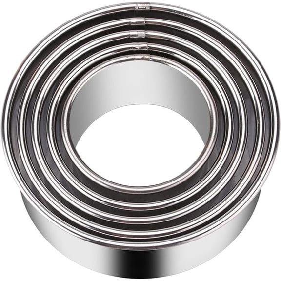 5 Pieces Biscuit Cookie Cutters Set,Stainless Steel Circle Round Cookie Biscuit Cutters in Graduated Sizes Shape Molds for Pastries Doughs Doughnuts