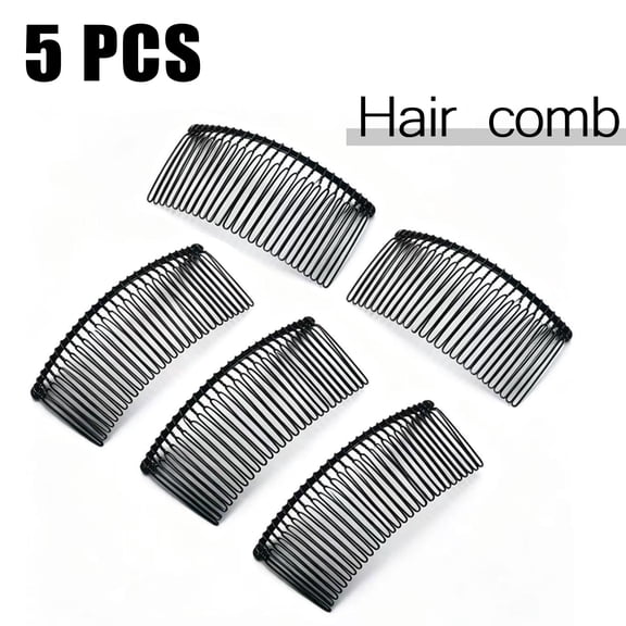 5 Pieces Black Metal Veil Comb, 40 Teeth Metal Hair Side Combs for Women Wire Twist Hairs Combs Clip Large Wide Side Hairs Comb Bridal Wedding Fine Hairstyle Accessories