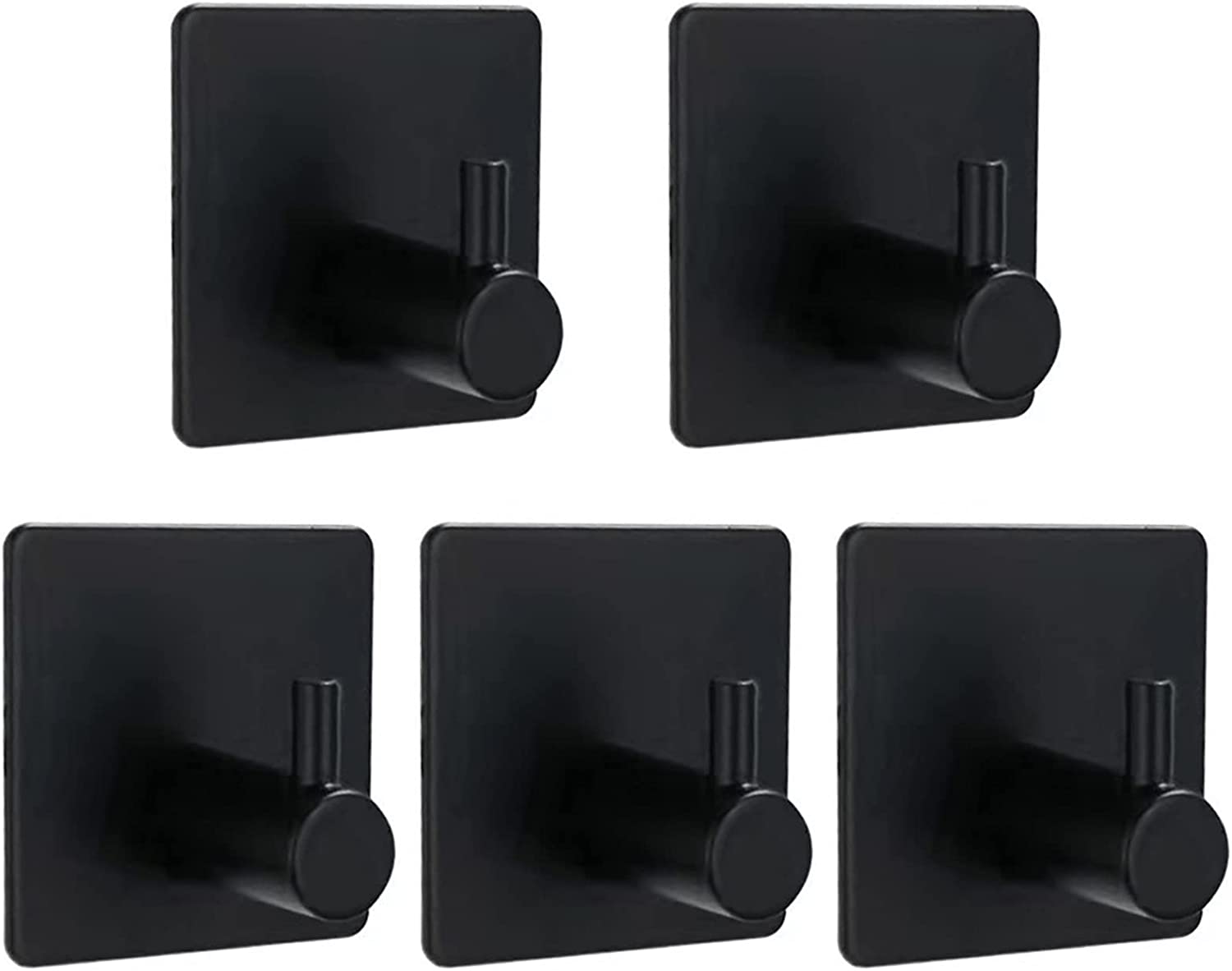 5 Pieces Black Stainless Steel Adhesive Wall Hook Bathroom Towel Hook