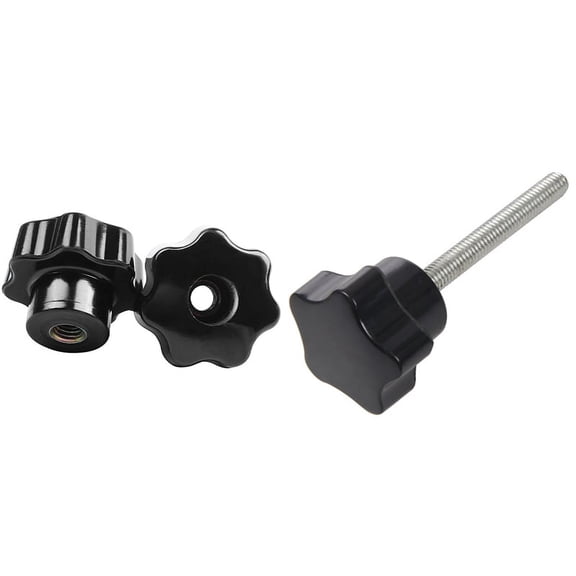 5 Pieces Black Star Grip Knobs, Female Thread Diameter 8mm, Head Diameter 40mm & 6 Pcs M6 x 50 mm