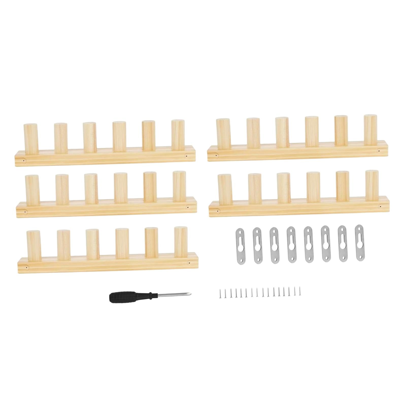 5 Pieces Blanket Loom Wooden Knitting Loom Kit Adjustable Size for Chunky Yarn Crafts Beginners and Enthusiasts