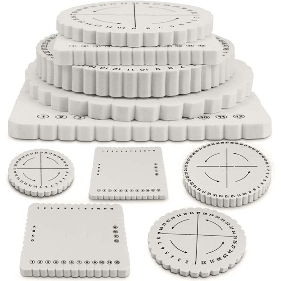 5 Pieces Braiding Disk Round Square Kumihimo Beading Cord Disc Braiding Braided Plate DIY Bracelet Loom Weaving Board (Round/Square Plate, White)