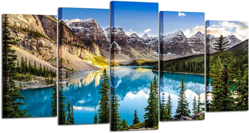 5 Pieces Canvas Prints Wall Art Canada Moraine Lake And Rocky Mountain ...