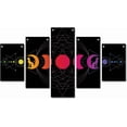 thumbnail image 1 of 5 Pieces Canvas Wall Art Moon Phase Prints Oxfor DIYd Cloth Astronomy Satellite Change Hanging Wall Decor Modern Artwork Painting for DIY Home Office Living Room Gallery Unframed 53 x 29.5 Inch, 1 of 9