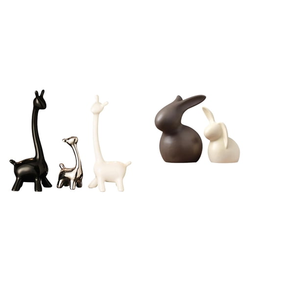 5 Pieces Ceramic Giraffe Statue Deer Figurine Elk Modern Artistic Design for Home Office Table Decor