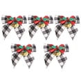 thumbnail image 1 of 5 Pieces Christmas Buffalo Plaid Bow Ribbon Bow with Bell Christmas Tree Decoration Bows for Christmas Trees Indoor Outdoor Crafts, 1 of 9