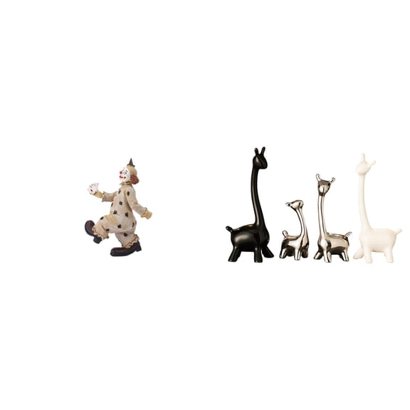 5 Pieces Clown Figurines Giraffe Statue Deer Sculpture Ceramic Material for Living Room Office Decor