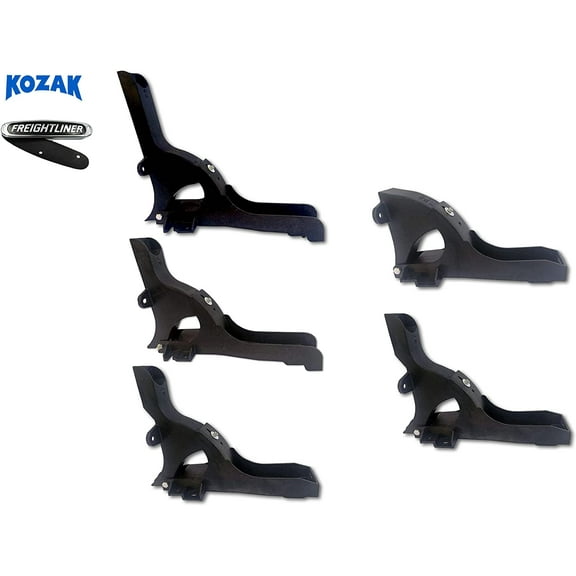 5 Pieces Combo - Top and Bottom Cabin Fairing Mounting Brackets Black for Freightliner Cascadia 2008-2016 - Passenger (Right Side) PLUS Freightliner Logo